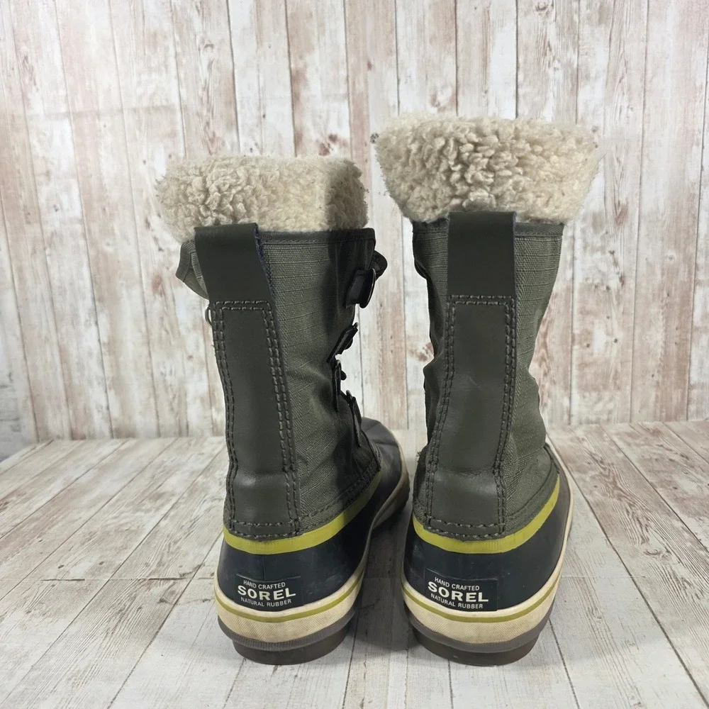 Sorel Caribou‎ Waterproof Winter Boots Olive Green NL1495-214 Womens 8.5